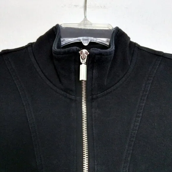 Style & Co.Black Mock Neck Zip Up 95% Cotton Athletic Jacket Comfort Sz S - Picture 3 of 7